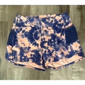 Athleta Girl Printed‎ Record Breaker 3" Short, Size L/12 Tie-Dye Blue and pink